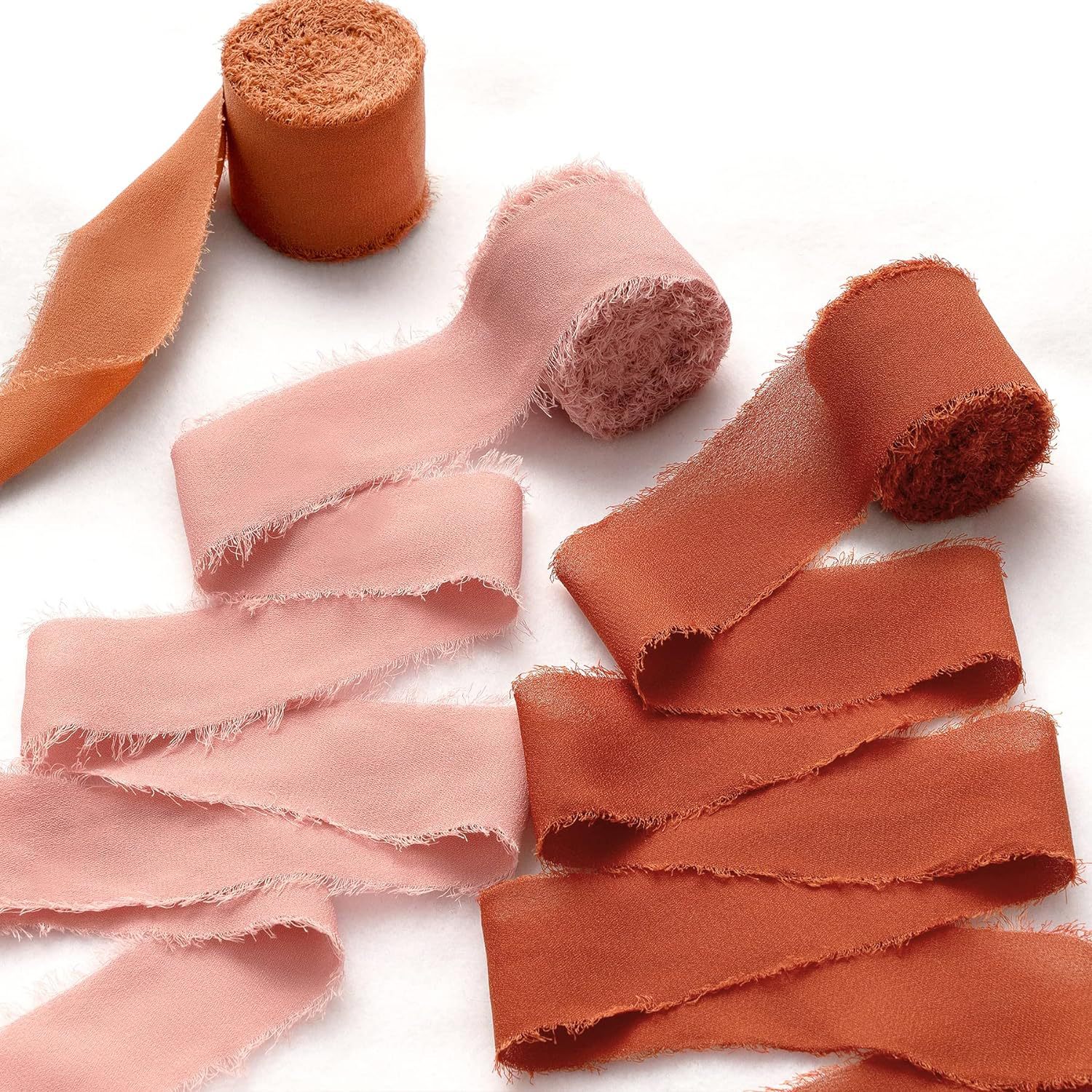 INS deshilachado gasa cinta ramo de la boda borla cinta arco decoración hilo de nieve tira de tela de seda