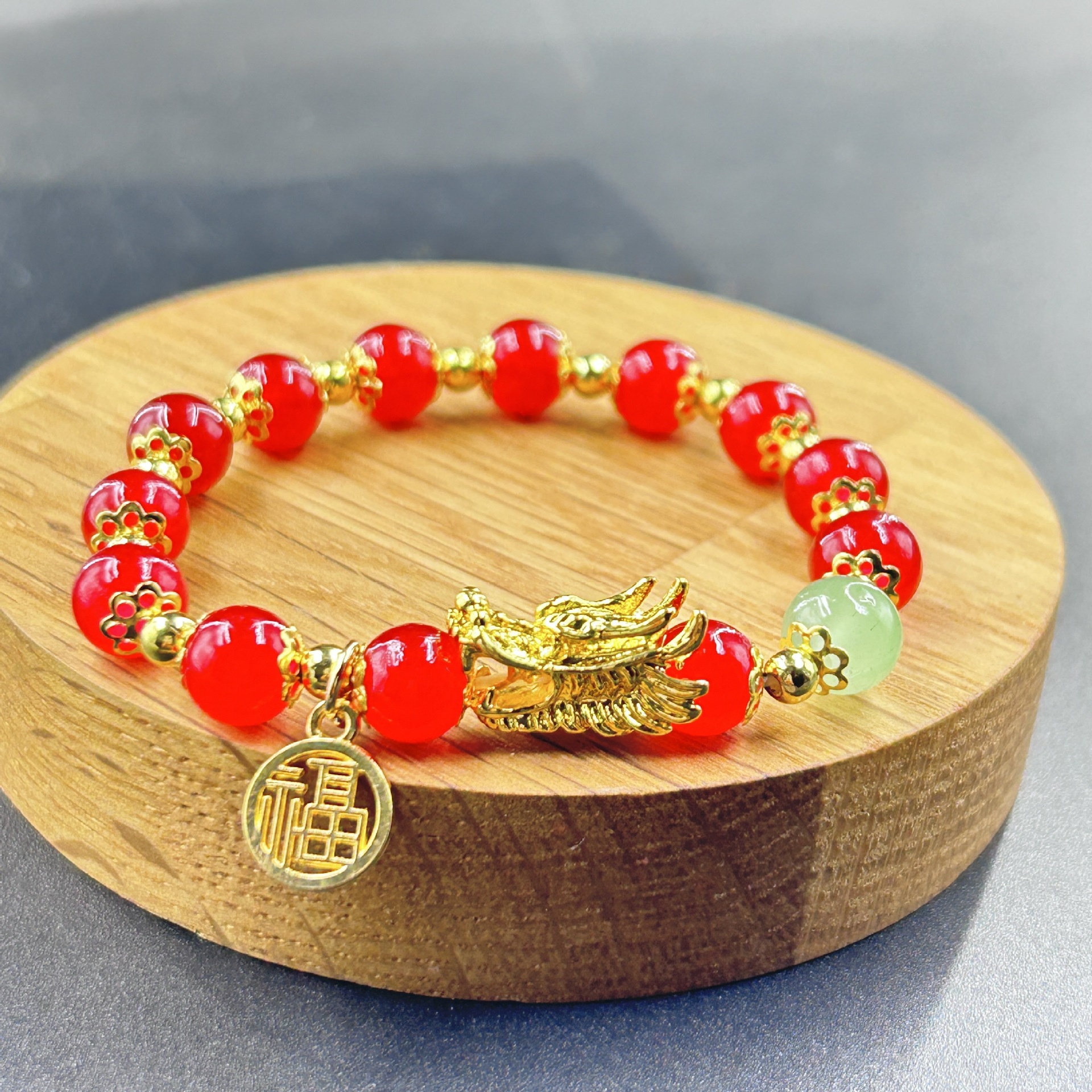 Tiktok caliente Lucky imitación cinabrio pulsera cuentas de la suerte de los hombres y las mujeres de la pulsera estilo Chino con cuentas de mano