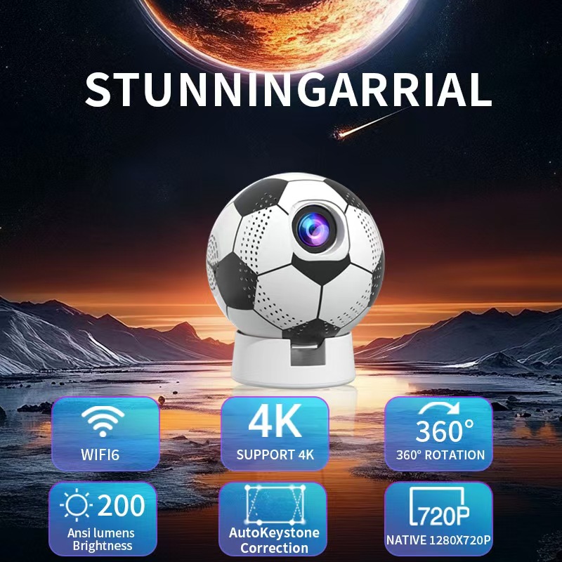 Soporte de proyector Q8 transfronterizo todo en uno estilo fútbol proyector de proyección pared techo teléfono móvil misma pantalla