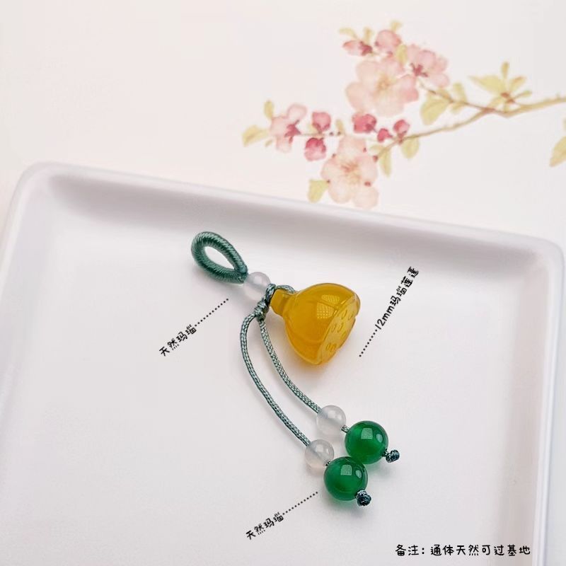 天然瑪瑙蓮蓬小提溜と田玉水晶小ペンダントアクセサリー手串ブレスレットdiy部品|undefined
