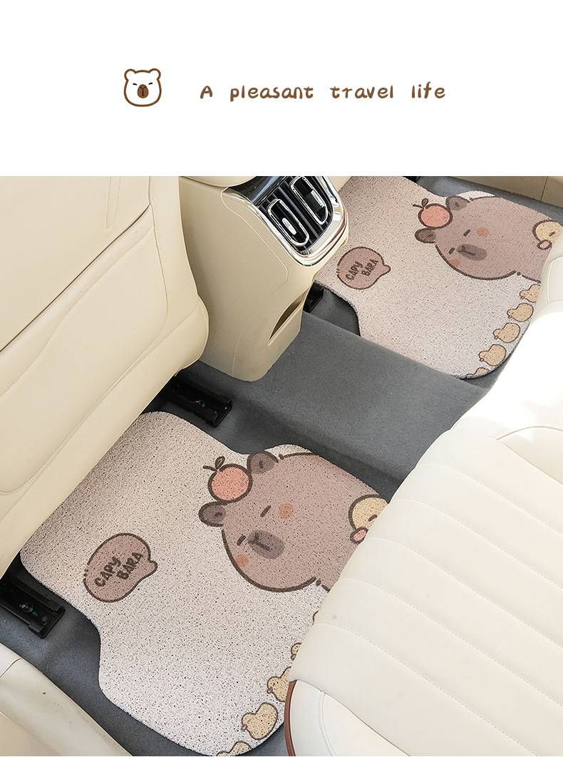 Kapibala Car Floor Mats Cute Cartoon Non-Slip and Stain-Resistant Car Floor Mats Car Universal Wire Ring Foot Mats