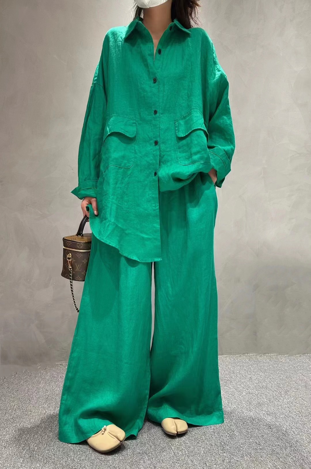 Summer Season Women's Casual Vintage Style Solid Color Linen Pants Sets