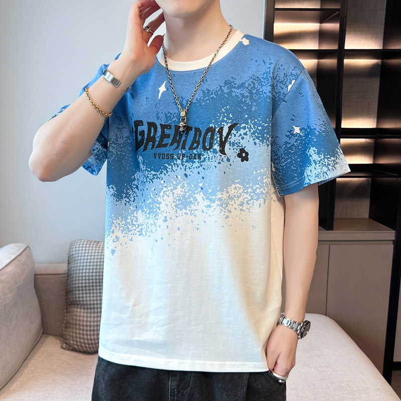 Adolescentes de manga corta para hombres 2024 nuevo algodón de verano japonés tendencia suelta versátil camiseta de hombre media manga casual