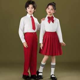 六一儿童合唱中小学生演出服女童诗歌朗诵服装幼儿园红色表演