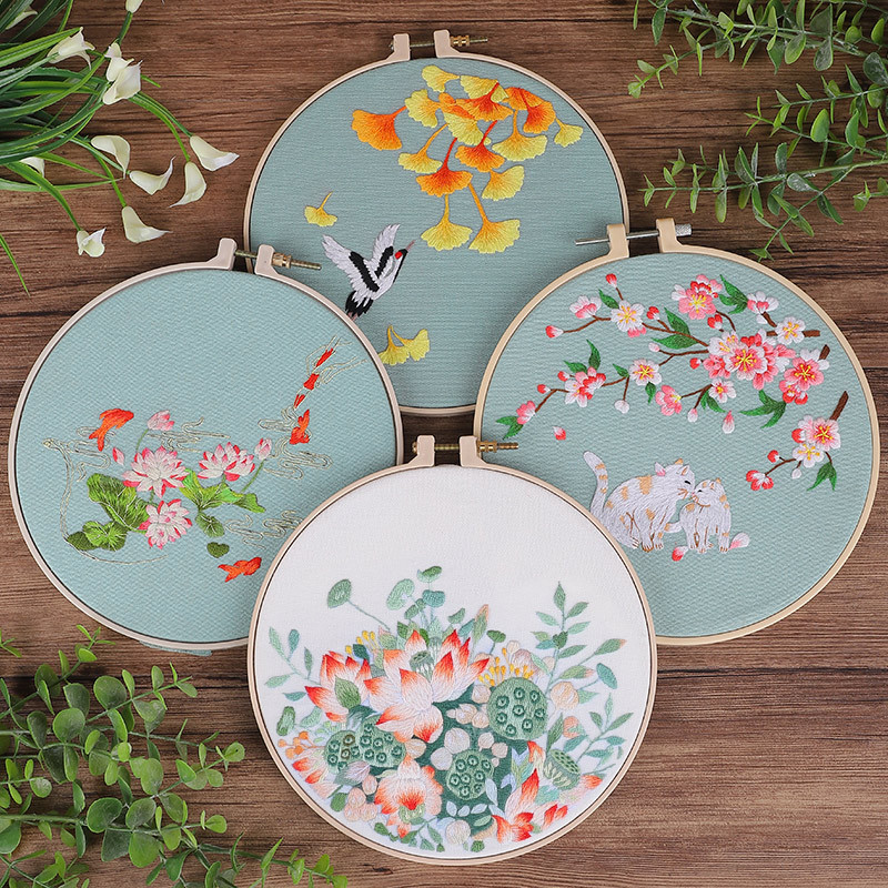 Bordado a mano diy material paquete auto bordado su grupo de bordado ventilador de cinta bordado principiante bordado ornamentación antigua