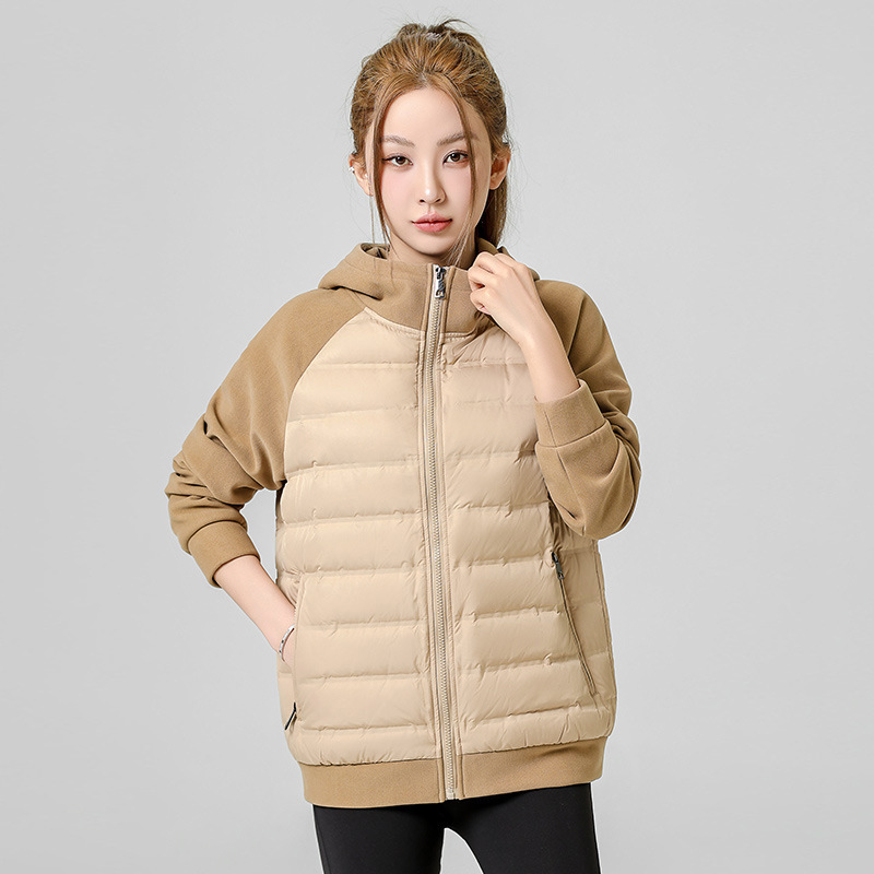 2024 Autumn and Winter New Style Vertical Collar Lightweight Down Jacket Women's Lightweight Portable Fitness Yoga Jacket White Duck Down Jacket