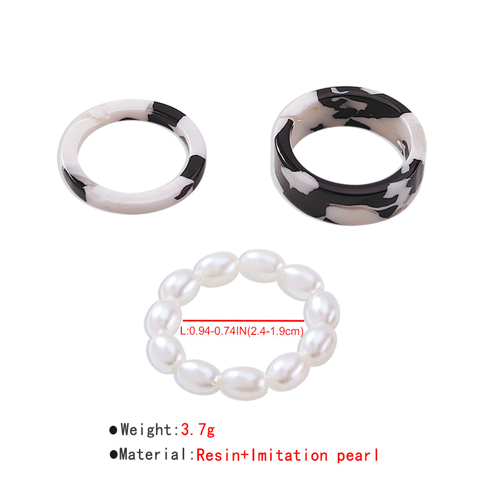 European And American Cross-border New Retro Imitation Pearl Jewelry Simple Creative Resin Ring Set display picture 11