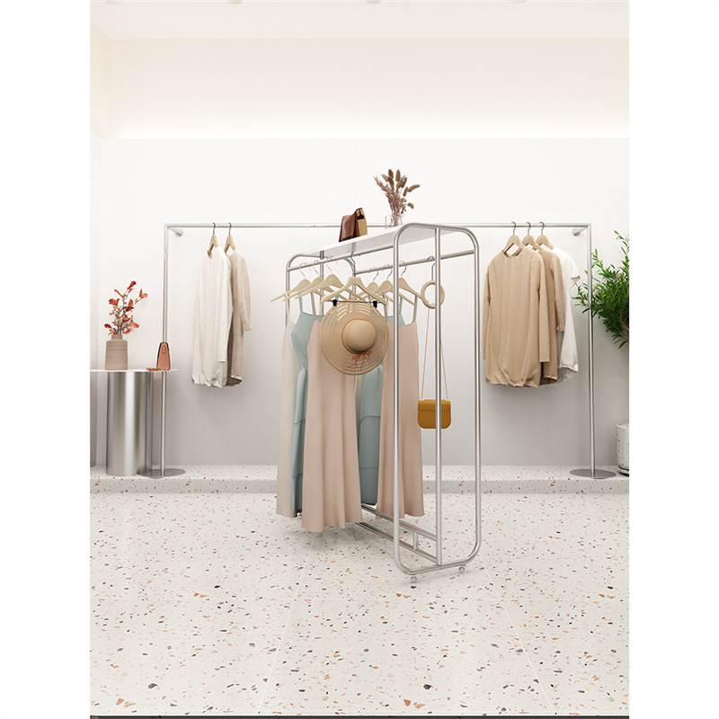 洋服店展示棚陳列棚ステンレス中島靴バッグ展示台婦人服店中島陳列棚|undefined
