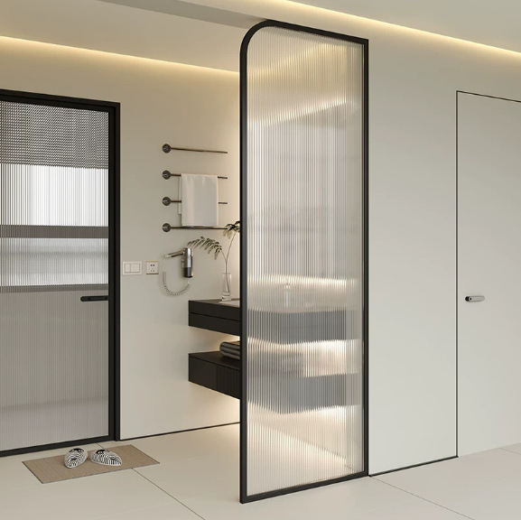 Nordic Water Ripple Long Rainbow Glass Screen Bathroom Partition Half-Wall Divider French-Style Living Room Entryway Bedroom Partition