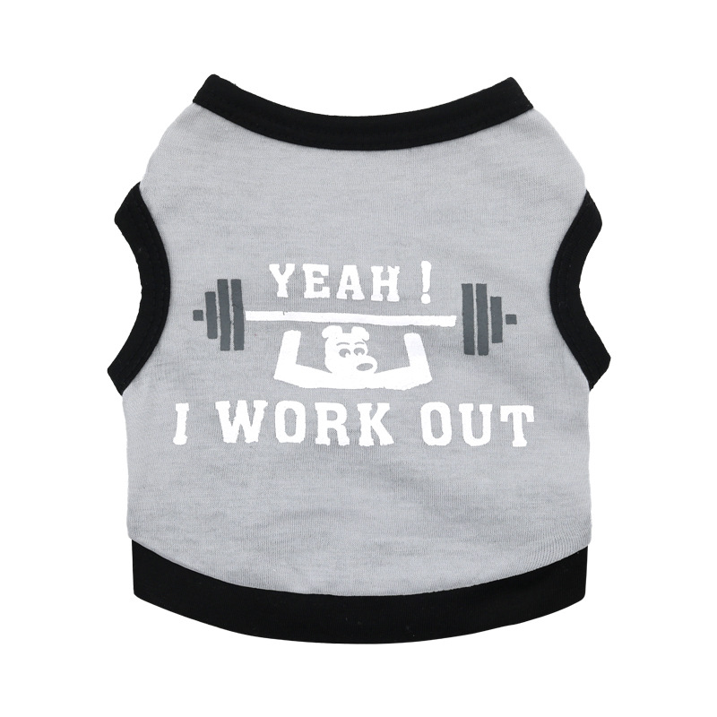 Ropa para mascotas ropa de perro de grado de algodón sudor halterofilia perro pequeño chaleco para mascotas al por mayor de primavera y verano