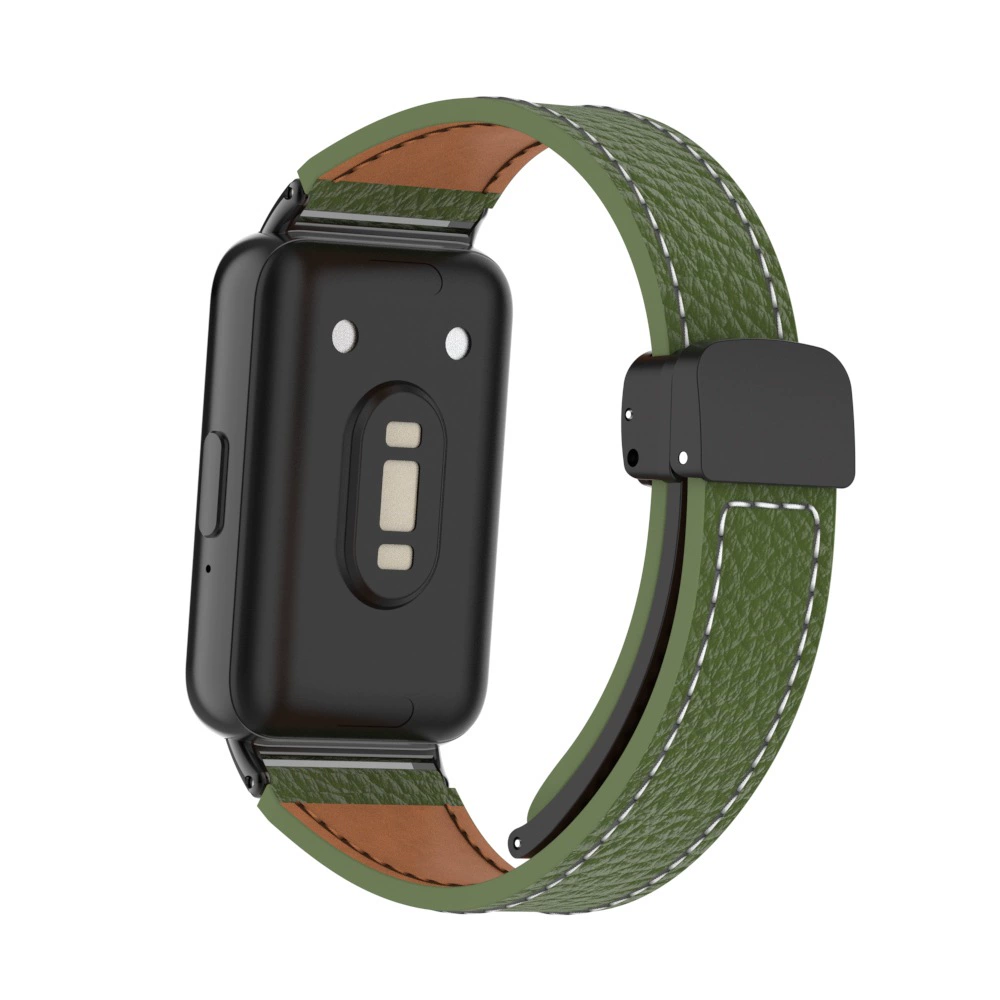 Подходит для Samsung Galaxy Fit3 кожаный ремешок с рисунком личи, магнитная складывающаяся пряжка, кожаный браслет с металлическим разъемом