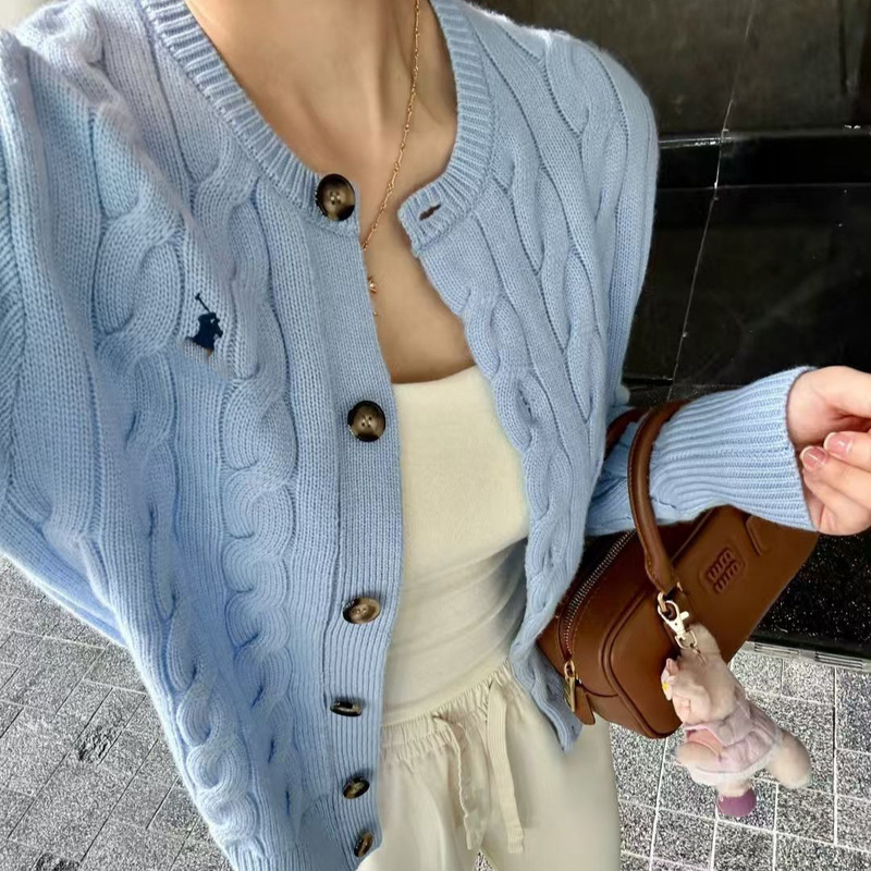 Classic Hemp Twist Cardigan Sweater with Simple and Fashionable Versatile Design