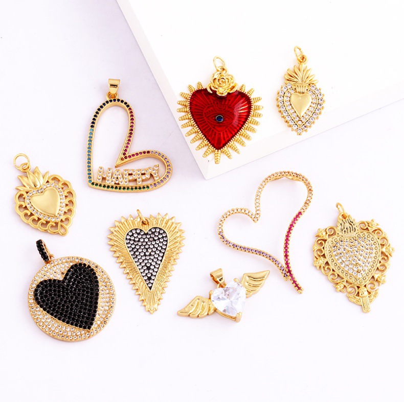 3g Weight Pendant Jewelry Making Type DIY Jewelry Accessories Classification 1 Piece Quantity Copper Material Heart Shape Pattern Hip-Hop, Vintage Style Style 1 Piece Copper Heart Shape Pendant 2
