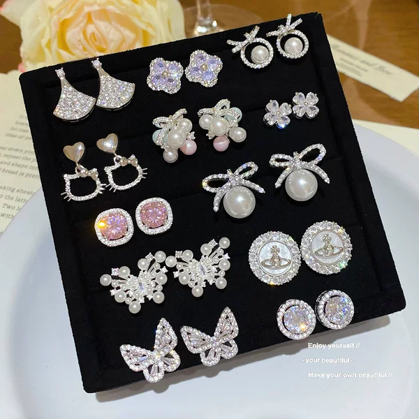925 Silver Needle Fashion Hot-Selling Pearl Cube Earrings Niche High-End Sweet Earrings Exquisite Design Earrings