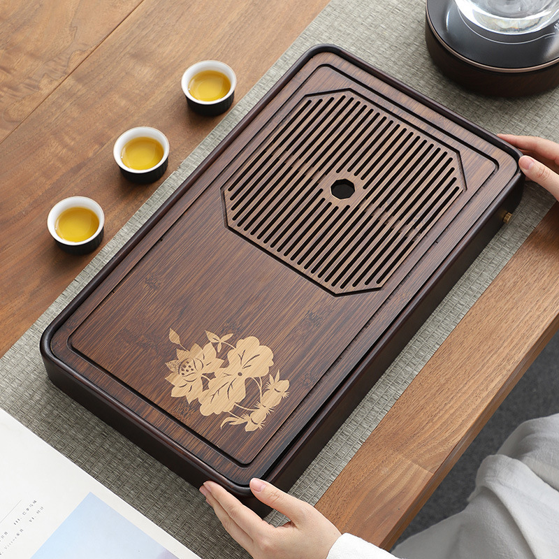 2024新款茶盘家用小型竹制实木长方形干泡茶台一人用高级储水茶几