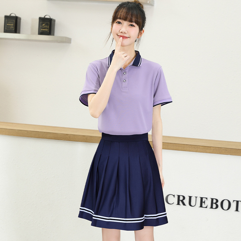 Kindergarten Teacher's Garden Clothes POLO Shirt Summer Teacher's Pleated Skirt Vocational suit Kindergarten Teacher's Work Clothes Early Education T Multicolor