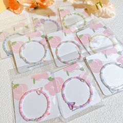 Cat Eye Millennium Sweet Girl Bracelet, Energetic Trendy Butterfly Charm Bracelet, Glass Rice Beads Memory Steel Ring, Extremely Fine Accessory Chain