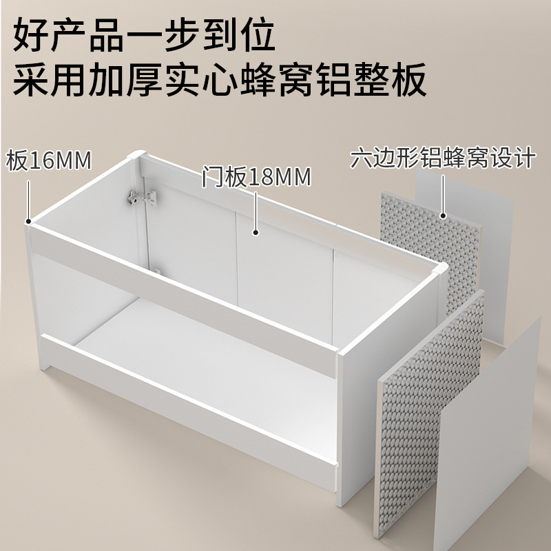 Curva pequeño lavabo de apartamento espacio de nido de abeja lavabo de aluminio gabinete de baño fabricante redondeado mesa de lavado cuenca integrada