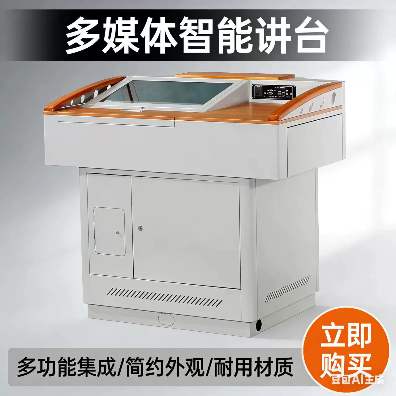 定制多媒体讲台电教讲台中控台老师讲桌钢制讲台智慧讲桌校园家具