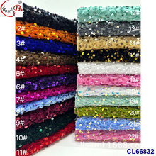 亮片绣绒布面料 DIY晚礼服裙舞台服时髦风闪闪布料sequins fabric