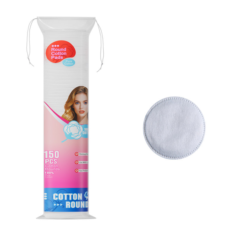 Discos de algodón redondos estilo inglés, algodón spunlace, algodón acolchado compuesto de tres capas, discos desmaquillantes con borde cosido y relieve, engrosados.