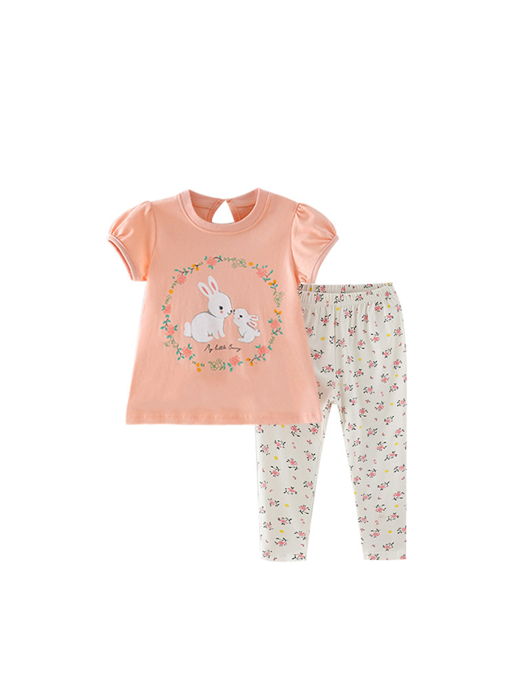 Malwee para niños de manga corta Camiseta traje europeo y americano de las niñas pantalones de media manga corta conjunto de dos piezas de estilo occidental conjunto al por mayor