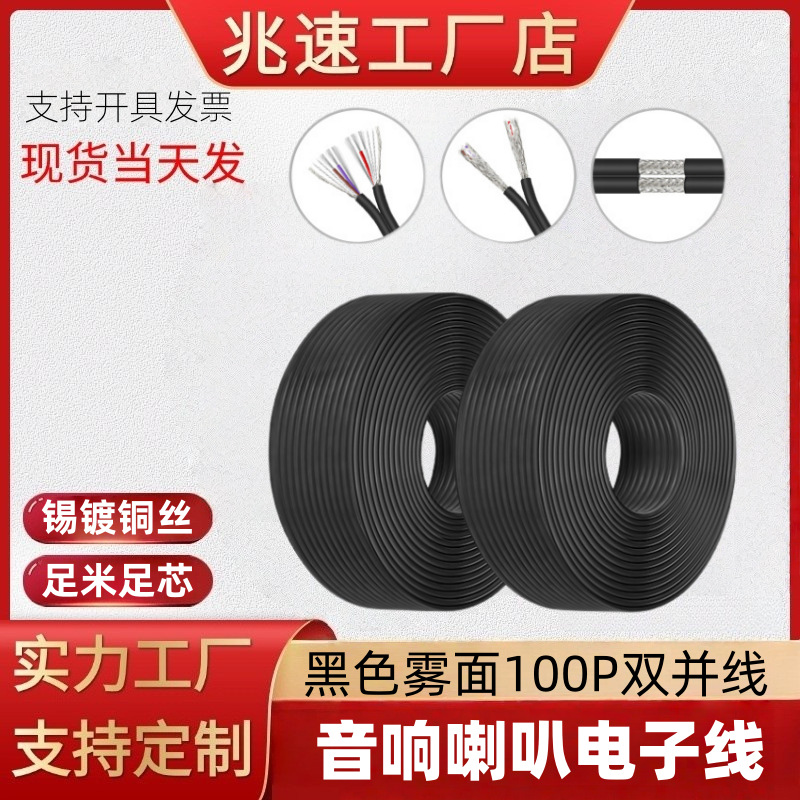 Factory Direct Supply Audio Cable Black Matte 100P Tinned Copper Shielded High-Fidelity Lamp with Dual Parallel Speaker Electronic Cable
