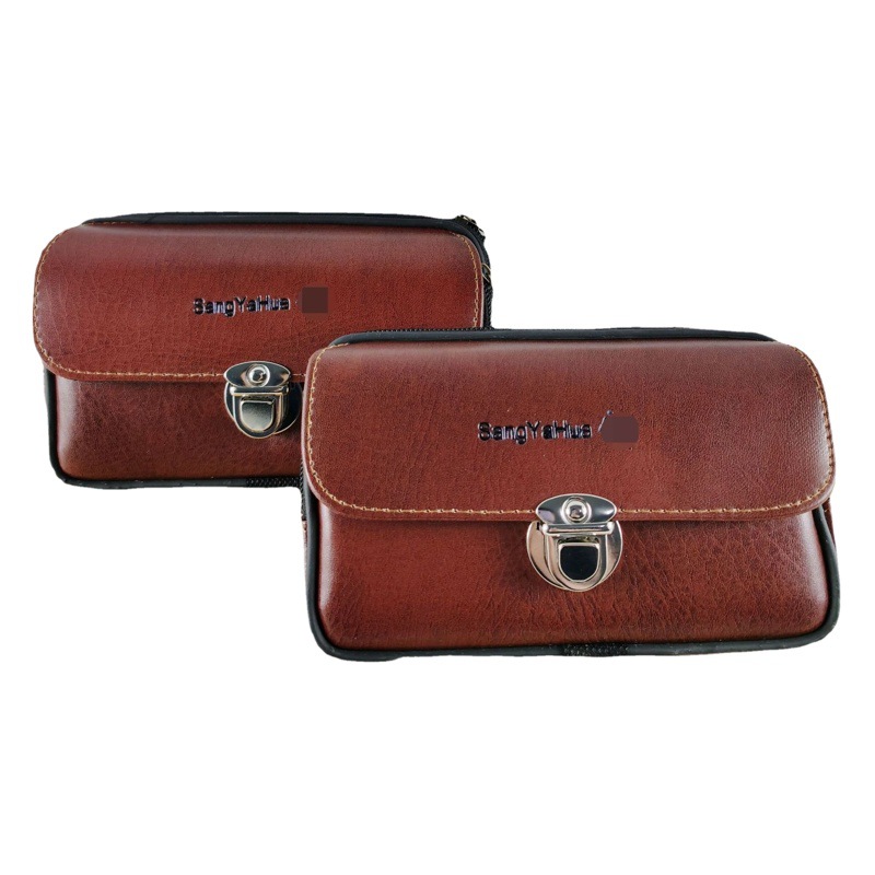 Wholesale imitation leather men's mobile phone waist bag wearing leather belt cowhide old change key bag