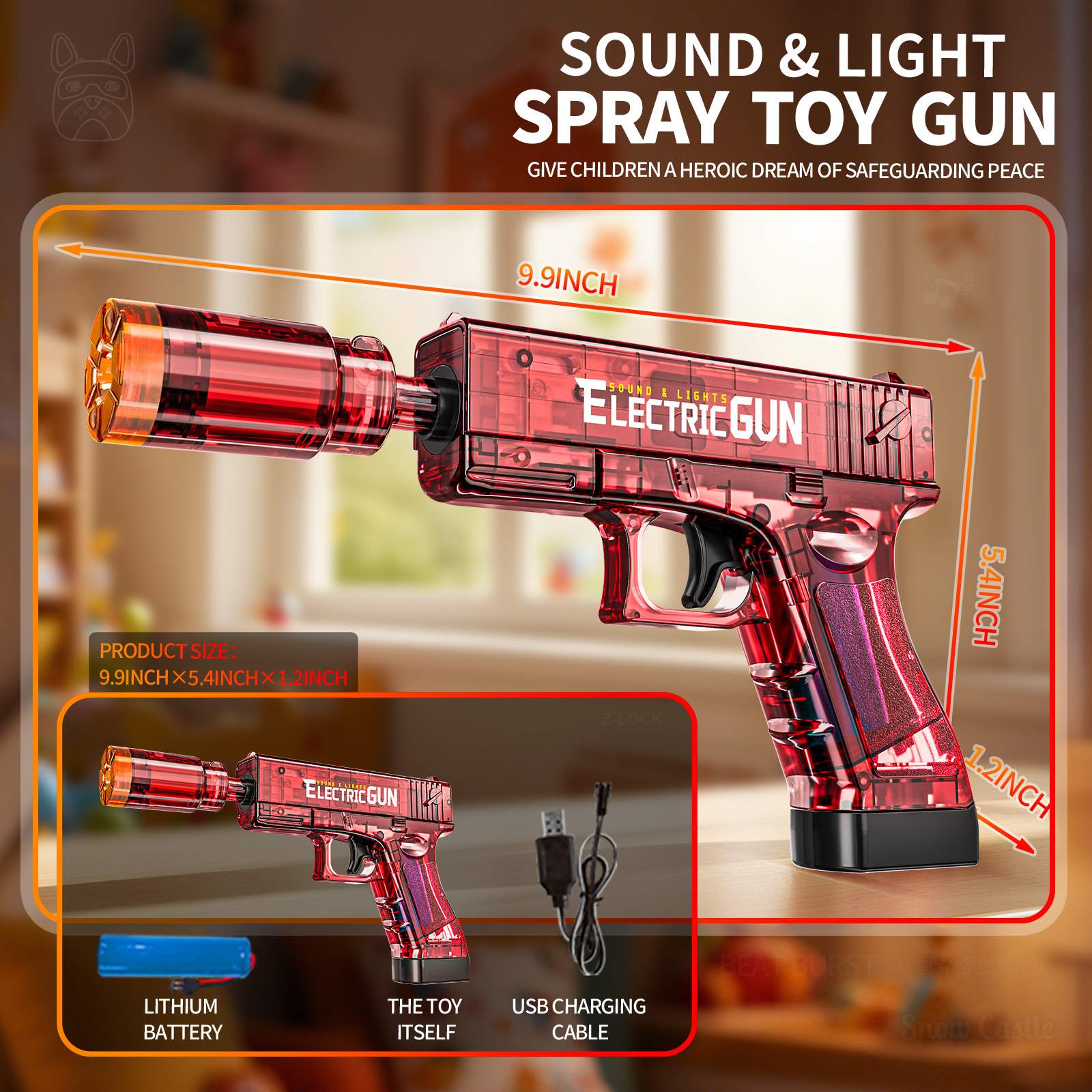 沙漠之鹰电动声光玩具儿童枪仿真冲锋m416格洛克手枪生日礼物男孩