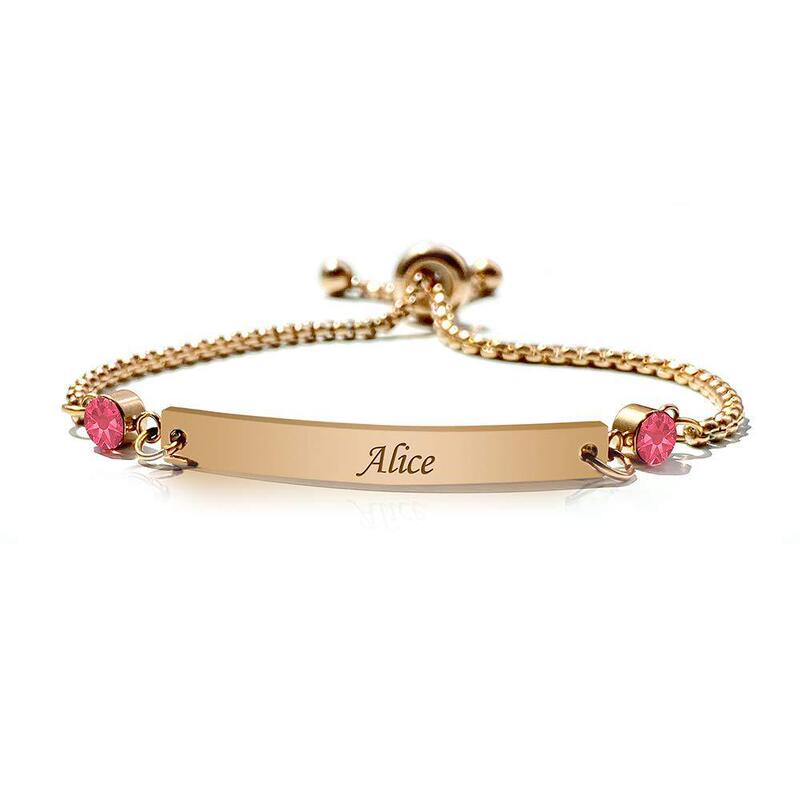 Gold Curved Plate Engraved Bracelet for Women, Birthday Gift, Gold Stainless Steel Chain Bracelet, Curved Plate Birthstone Bracelet Gold Curved Plate Engraved Bracelet for Women, Birthday Gift, Gold Stainless Steel Chain Bracelet, Curved Plate Birthstone Bracelet