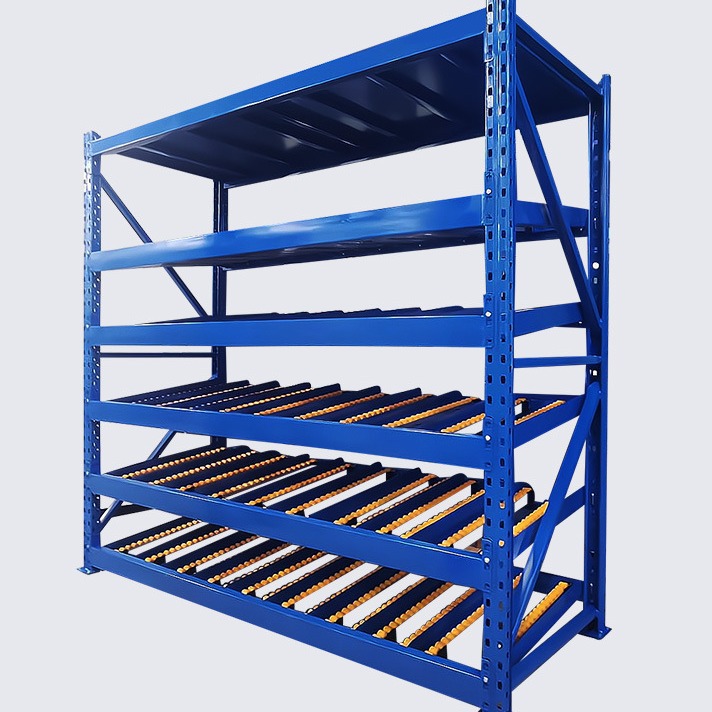 동관 물류 분류 유창한 랙 공장 유창한 랙 작업장 슬라이딩 스토리지 랙 유창한 랙 린 파이프 랙