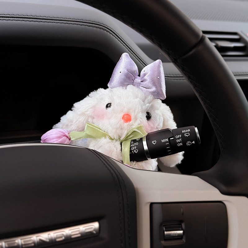 Cute conejo coche muñeca muñeca interior limpiaparabrisas luces de dirección muñeca decoración decoración de alta calidad 2025 nuevo