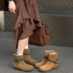 欧货复古马丁靴女切尔西靴2025秋冬新款英伦风皮带扣百搭休闲短靴