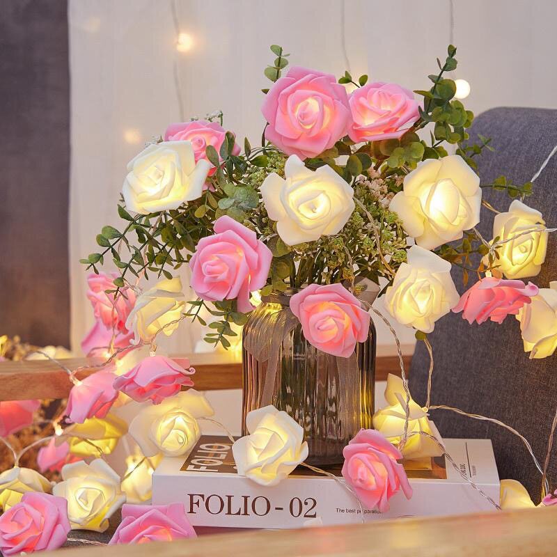 Led Rose Flower String Lights, Colorful Lights, Atmosphere Lights, Valentine's Day Proposal Scene Decoration, Girl's Room Decoration Lights Led Rose Flower String Lights, Colorful Lights, Atmosphere Lights, Valentine's Day Proposal Scene Decoration, Girl's Room Decoration Lights
