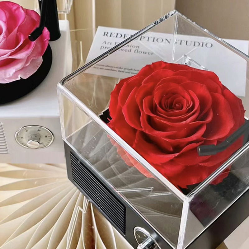 Flor eterna fonógrafo Luz de gama alta de lujo altavoz Bluetooth Rosa caja de música Regalo de Cumpleaños de los hombres para la novia