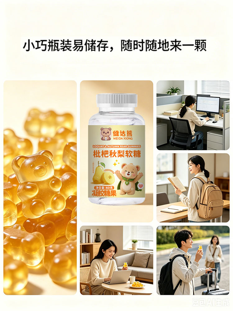 Loquat & Pear Gummy Candy (枇杷秋梨软糖) — Herbal-Inspired Fruit Gummies, 60g Bottle preparation