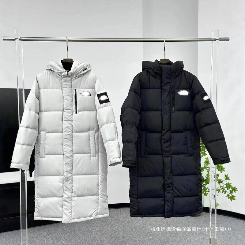 Cross-Border North Face Men's and Women's Clothing Couples Mid-Length Over-The-Knee Hooded down Jacket Warm Jacket White Duck down High Quality