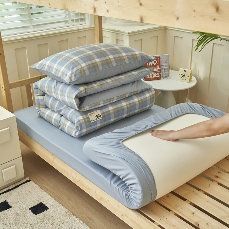 Algodón puro dormitorio universitario cama de tres piezas algodón 2025 verano nuevo estilo funda edredón sábana ropa de cama sábana ropa de cama