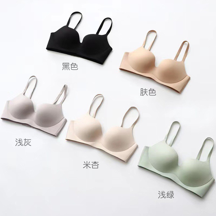 7702 tira de jalea de alta calidad sin costuras de una sola pieza simple brillante ropa interior ligera inalámbrica en forma de U belleza sujetador trasero