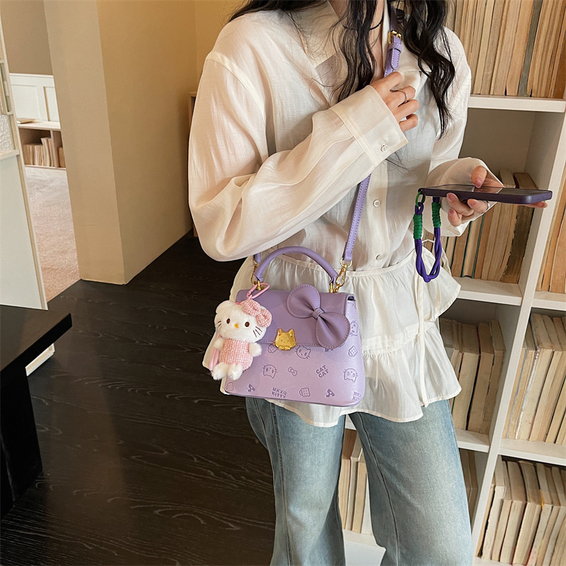 Bolso de hombro de moda coreana de mujeres dibujos animados lindos colgantes de impresión bolso de mano bolso de mano dulce fresco bolso pequeño image 4