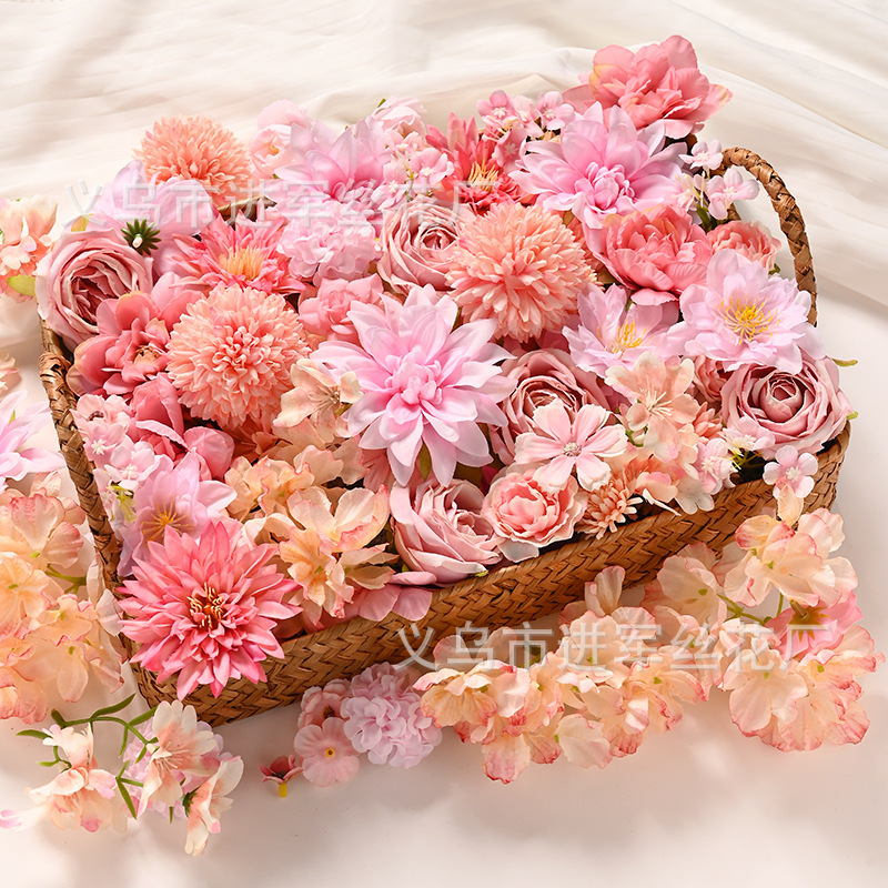 Pink Wedding Artificial Flower Series DIY Handmade Artificial Flower Headdress Hairpin Material Accessories Hotel Set Decorative Flowers