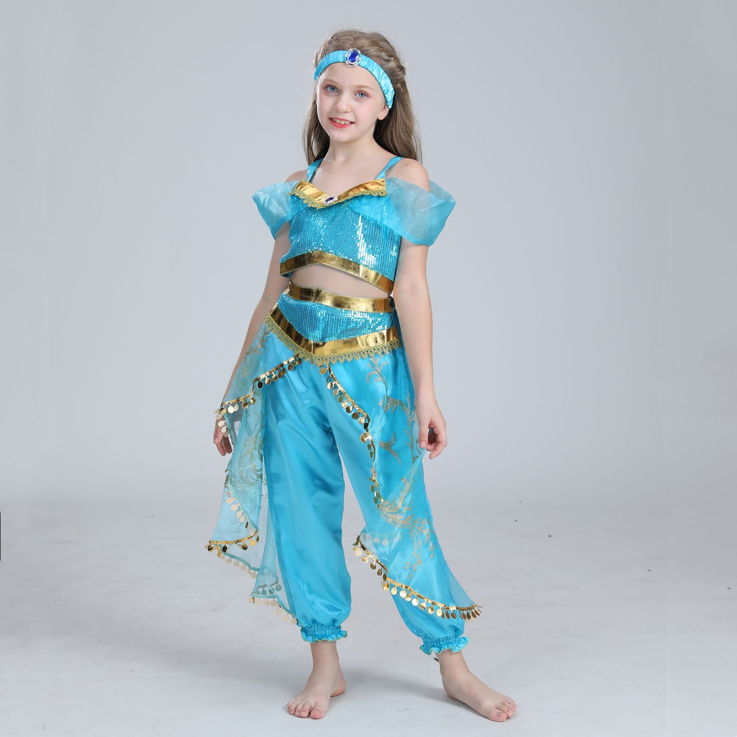 Amazon casual ropa de los niños de comercio exterior de Halloween casual Jasmine princesa Aladdin lámpara mágica traje