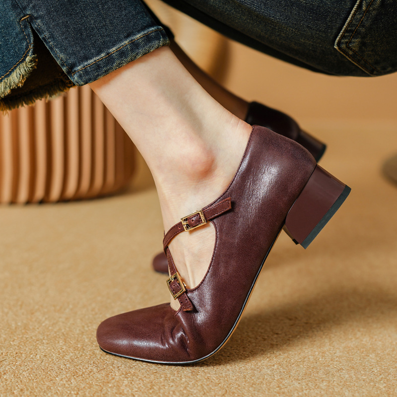 Autumn Mary Jane shoes square toe