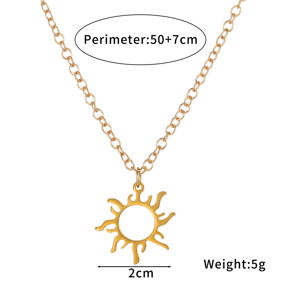 simple hollow titanium steel sun geometric necklace wholesale nihaojewelry