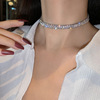 Trend rectangular short zirconium, necklace, fashionable chain for key bag , European style, wholesale