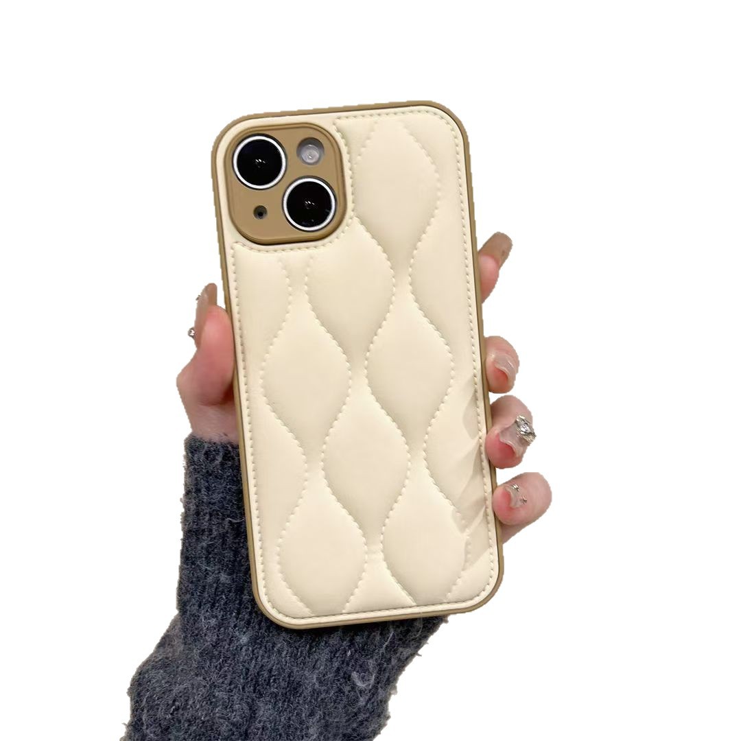 Custodia per telefono a tinta unita tipo giacca imbottita, adatta per iPhone 17, iPhone 15 Pro Max, copertura completa per Huawei, autunno e inverno_voghion.com