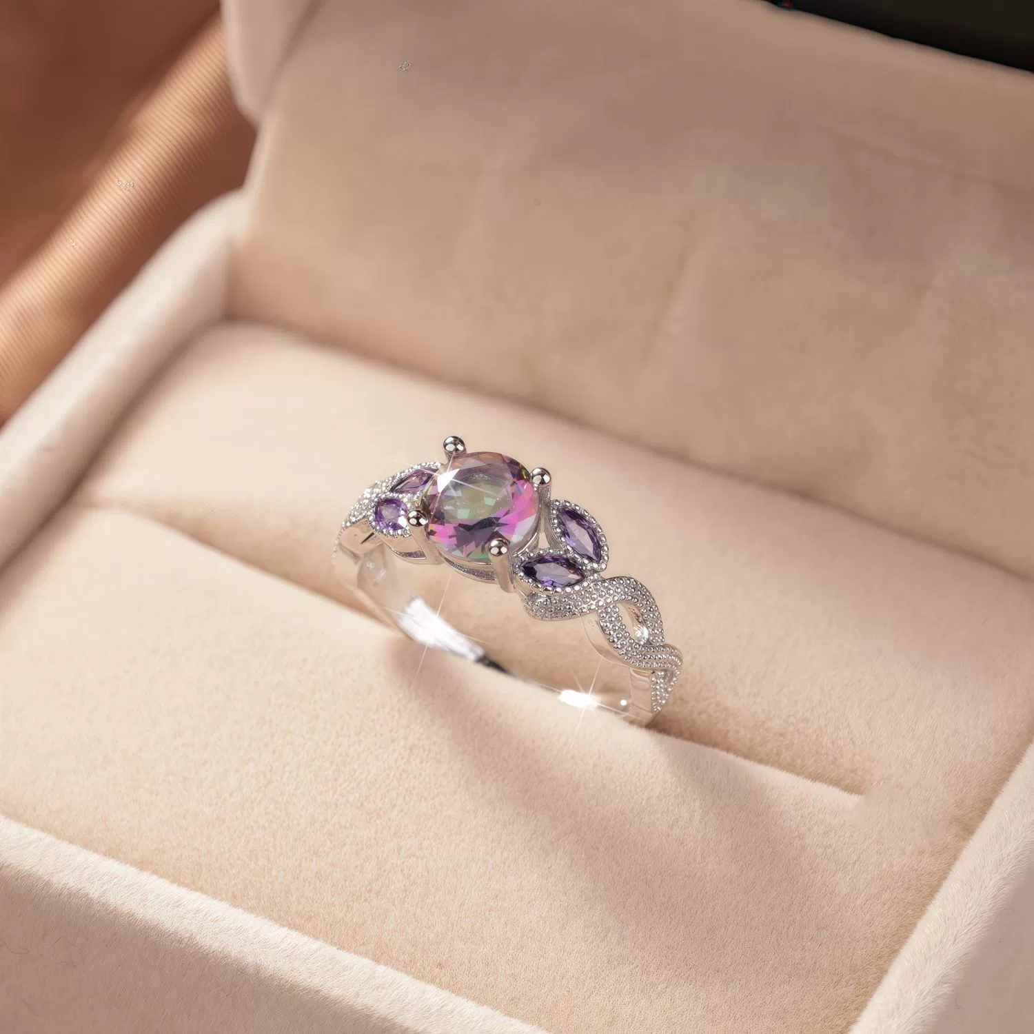 Трансграничный классический красочный фиолетовый драгоценный камень кольцо для мужчин кольцо хрустальный циркон пара экологически чистая медь Европа и США
