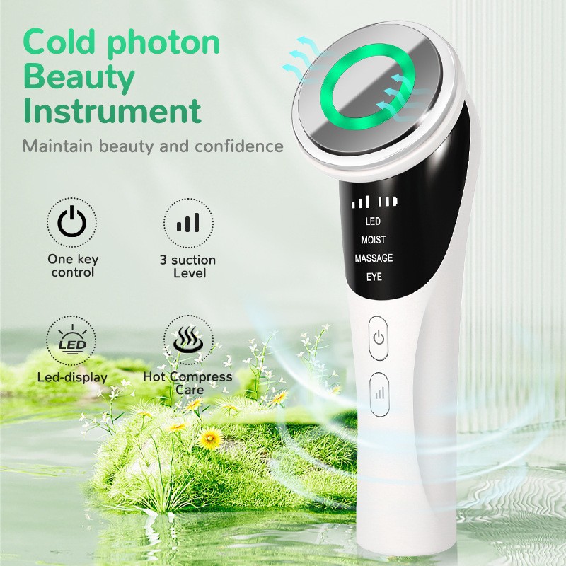 Cross-Border Microcurrent Introduction Instrument Vibrating Facial Massager Cleaning Beauty Machine Heating Hot Compress Export Introduction Instrument