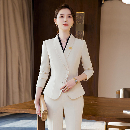 Apricot suit suit for women 2024 new spring and autumn professional wear temperament goddess style jewelry store beauty salon work clothes