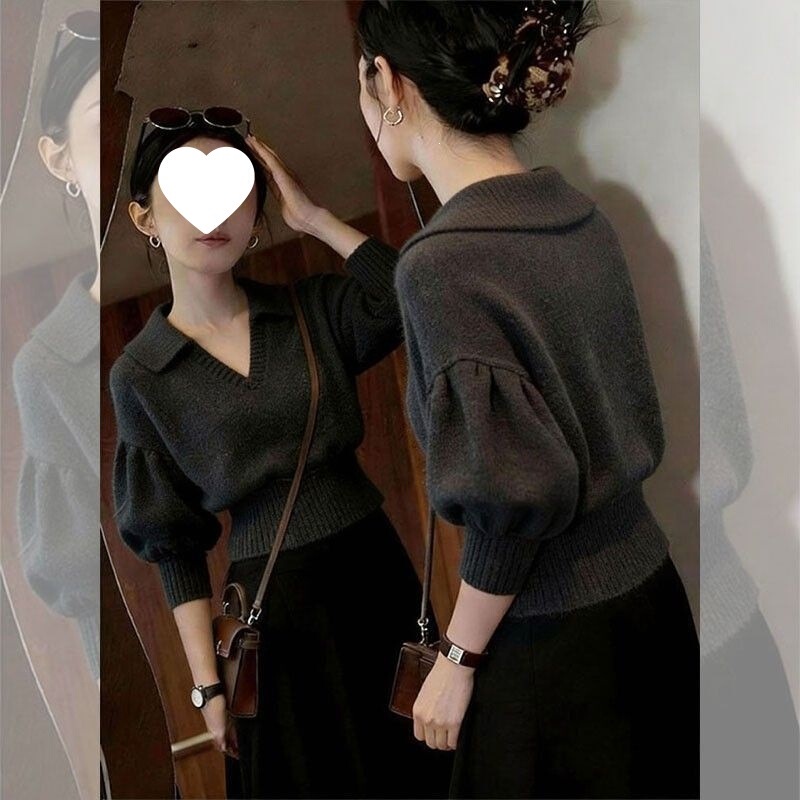 High-End and Elegant Waist-Cinching Slim-Fit Knit Sweater for Women, 2026 Spring Hot-Selling Versatile Soft Sweater Outerwear